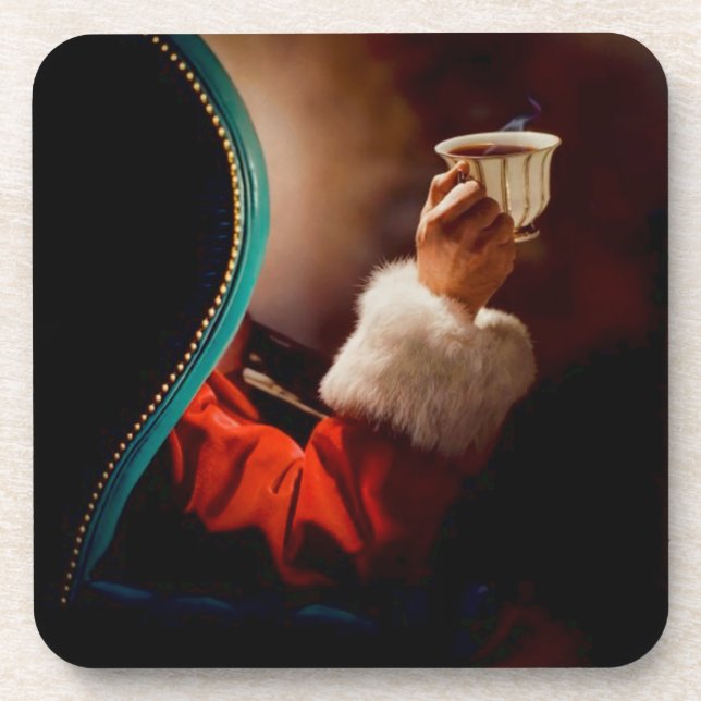 Die Kaffeepause des Weihnachtsmanns Vintag Getränkeuntersetzer (Vorderseite)