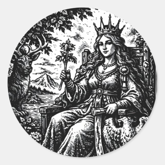 Die Kaiserin — BurnsInHell Tarot III Runder Aufkleber (Vorderseite)