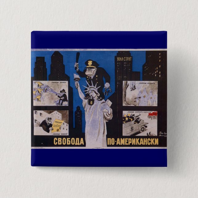 Die kalter Kriegs-Sowjetunions-Propaganda-Plakate Button (Vorderseite)