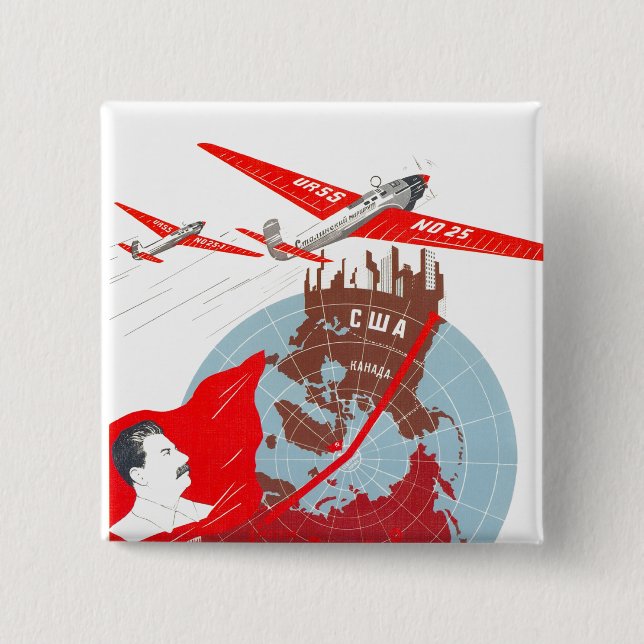 Die kalter Kriegs-Sowjetunions-Propaganda-Plakate Button (Vorderseite)