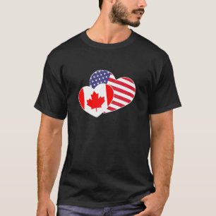 Die kanadische Flagge der USA Herzfreundschaft Map T-Shirt