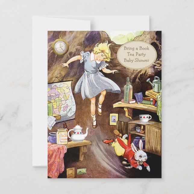 Die Kaninchenbügel mit Bücherdusche Einladung (Vorderseite)