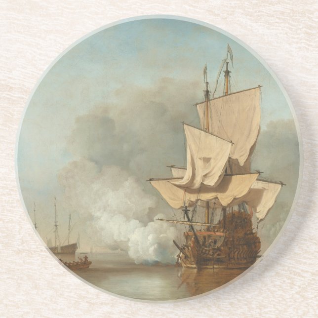 Die Kanone schoss durch Willem van de Velde das Getränkeuntersetzer (Vorne)