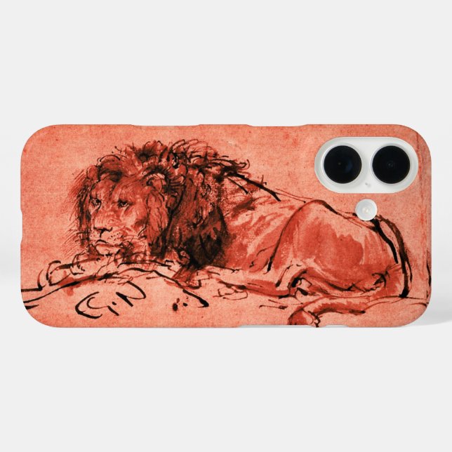 DIE KAP LION, DIE ABLIEGT, antik rot, schwarz Case-Mate iPhone Hülle (Rückseite (Horizontal))