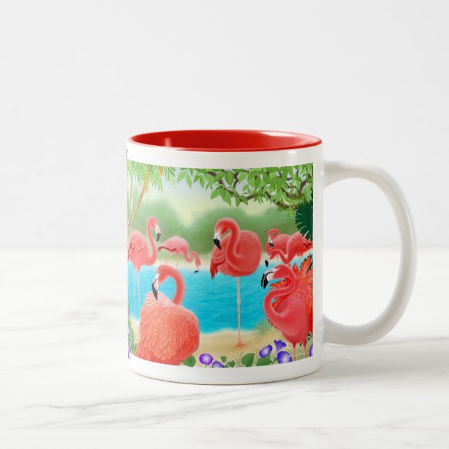 Die karibische rosa Flamingo-Tasse Zweifarbige Tasse (Rechts)
