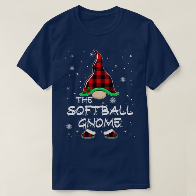 Die Karierte Matching-Familie der Softball-Gnome B T-Shirt (Design vorne)