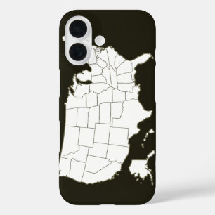 Die Karte der USA in Schwarz/Weiß iPhone 16 Hülle