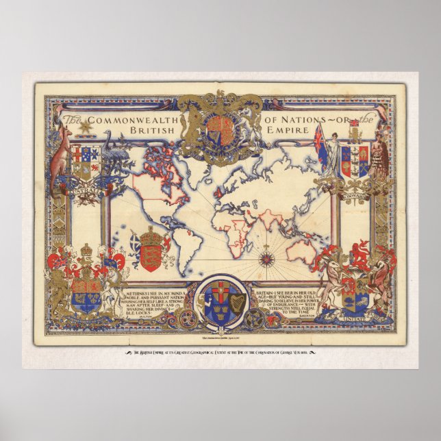 Die Karte des Commonwealth of Nations oder des Bri Poster (Vorne)