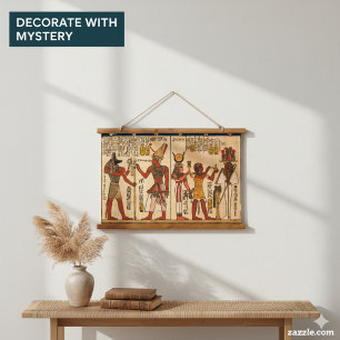 Die Karte des Souls: Gottheiten des Papyrus der Un Wandteppich Mit Holzrahmen
