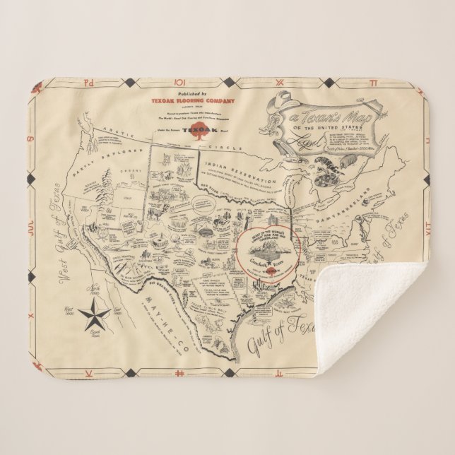 Die Karte eines Texans der Vereinigten Staaten Sherpadecke (Vorderseite (Horizontal))