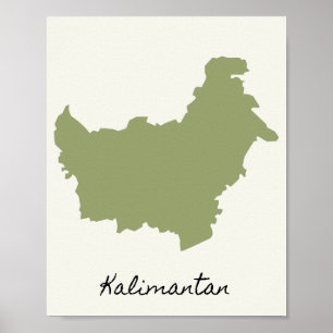Die Karte von Kalimantan Poster