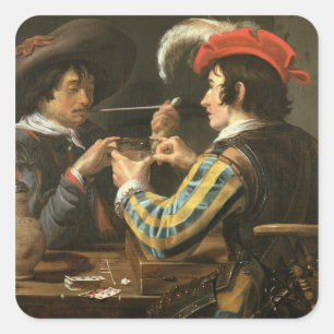 Die Kartenspieler Quadratischer Aufkleber