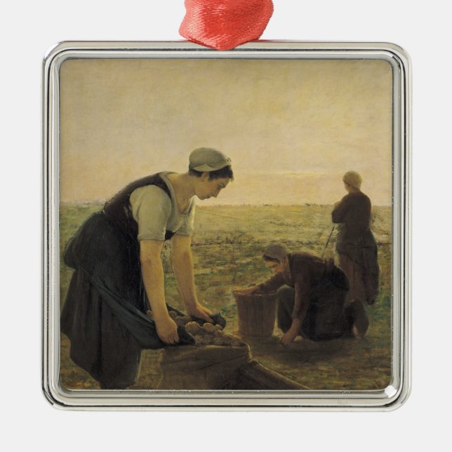 Die Kartoffel-Ernte Silbernes Ornament (Vorne)