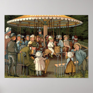 Die Karussell-Vintage Illustration Poster