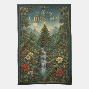 Die Kaskade der Weihnachtsmagie Geschirrtuch