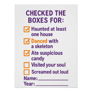 Die Kästchen für die Halloween-Spooky-Checkliste a Poster