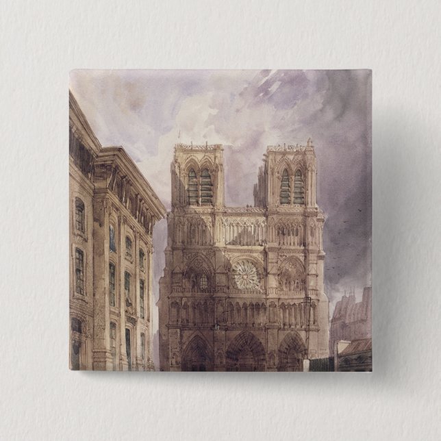 Die Kathedrale von Notre Dame, Paris, 1836 Button (Vorderseite)