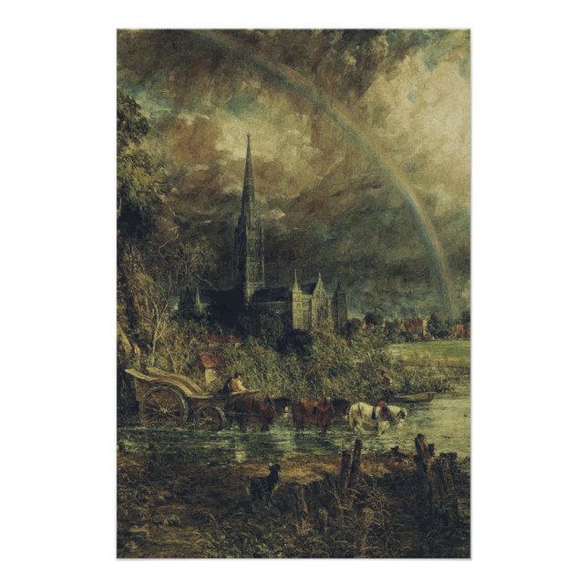 Die Kathedrale von Salisbury von den Meadows Poster (Vorderseite)