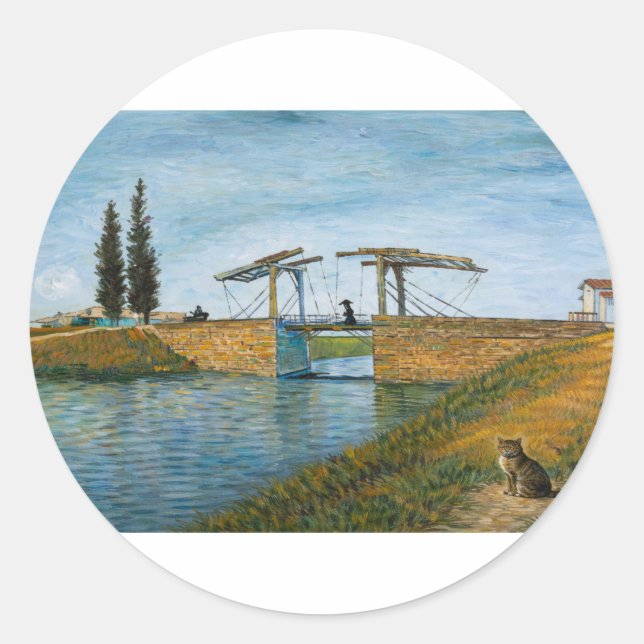Die Katze an der Langlois-Brücke Aufkleber (Vorderseite)