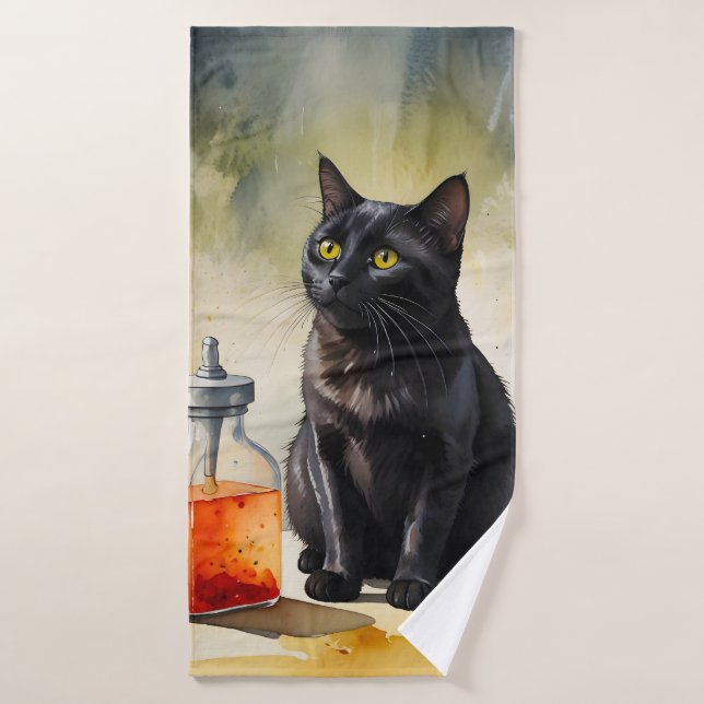Die Katze des Alchemist Badhandtuch Set (Badehandtuch)