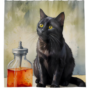 Die Katze des Alchemist Duschvorhang