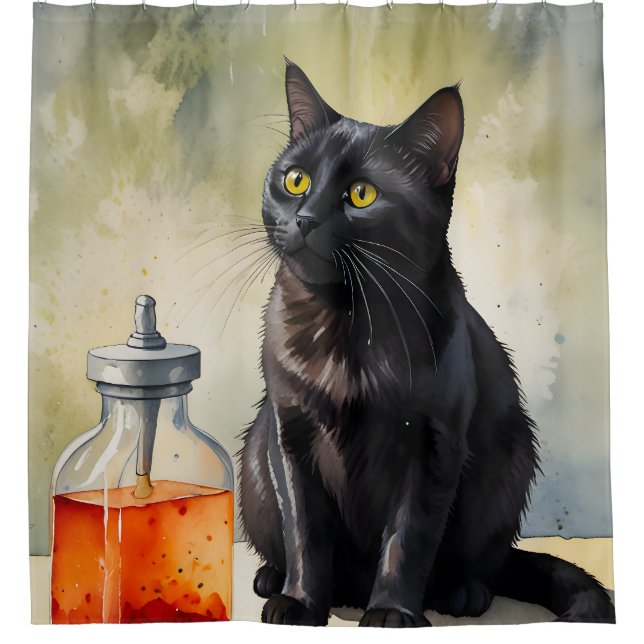 Die Katze des Alchemist Duschvorhang (Vorderseite)