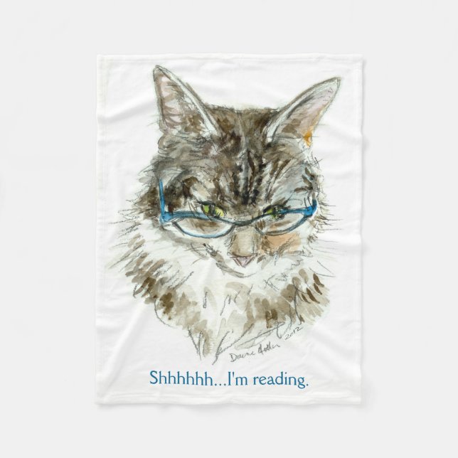 Die Katze, die die Vlies-Decke liest Fleecedecke (Vorderseite)