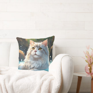 Die Katze genießt einen heißen Frühling - wirbelki Kissen