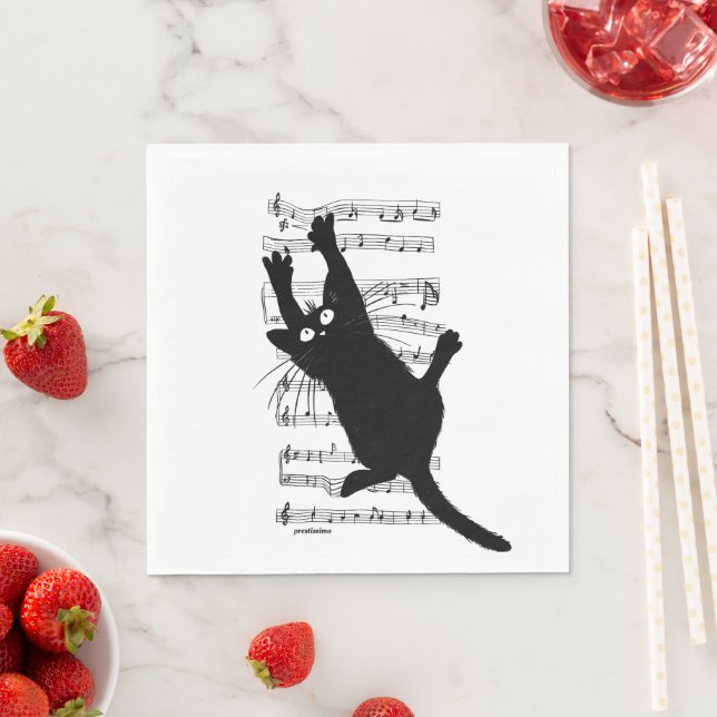 Die Katze hängt an Noten Serviette (Beispiel)