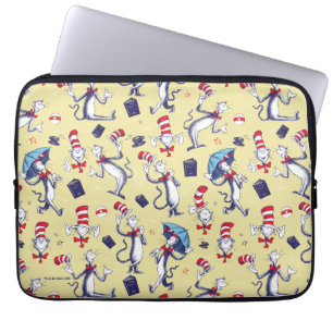 Die Katze im Hut Gelbes Muster Laptopschutzhülle