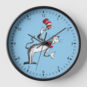Die Katze im Hut verbeugt sich Uhr