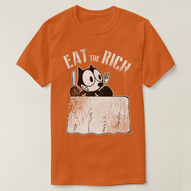 Die Katze isst die Reichen T-Shirt (Design vorne)