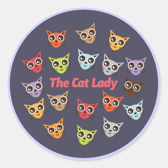 Die Katze Lady Runder Aufkleber (Vorderseite)