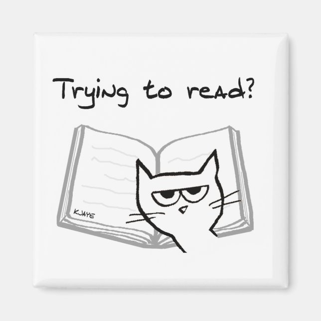Die Katze macht es unmöglich zu lesen - Funny Magn Magnet (Vorne)