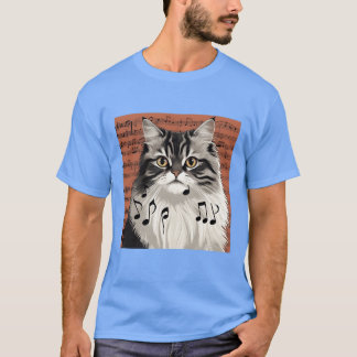 Die Katze mit Musiknoten T-Shirt