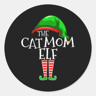 Die Katze Mom Elf Gruppe Matching Familie Weihnach Runder Aufkleber