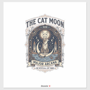 Die Katze Mond Katze Tarot Karte Major Arcana Vint Aufkleber