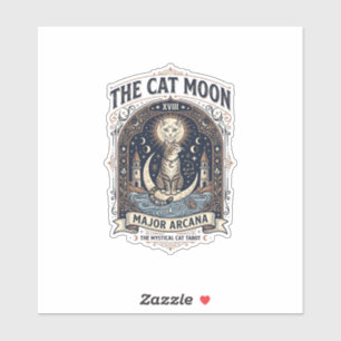 Die Katze Mond Katze Tarot Karte Major Arcana Vint Aufkleber