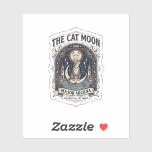 Die Katze Mond Katze Tarot Karte Major Arcana Vint Aufkleber