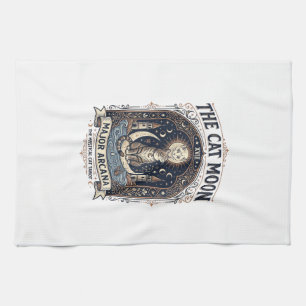 Die Katze Mond Katze Tarot Karte Major Arcana Vint Geschirrtuch