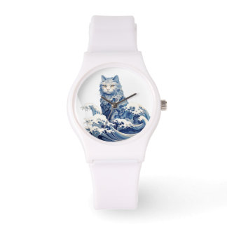 Die Katze schwindet von Kanagawa Armbanduhr