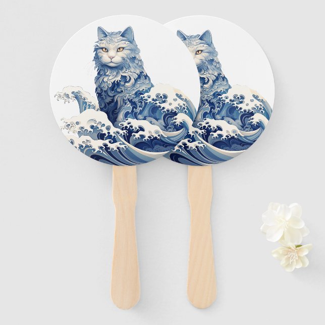 Die Katze schwindet von Kanagawa Fächer (Vorne und Hinten)