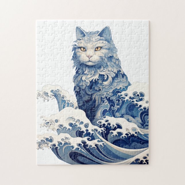 Die Katze schwindet von Kanagawa Puzzle (Vertikal)