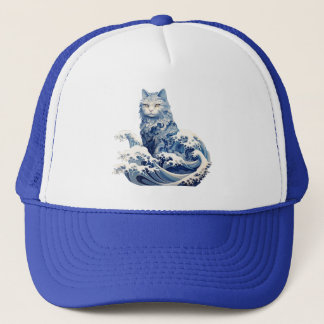 Die Katze schwindet von Kanagawa Truckerkappe