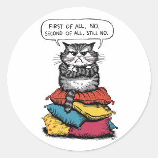 Die Katze sollte auf einem Haufen sitzen Runder Aufkleber