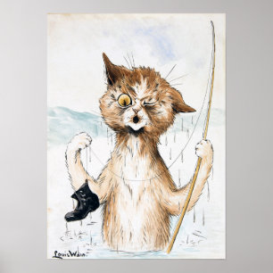 Die Katze torkelte in einem alten Stiefel, Louis W Poster