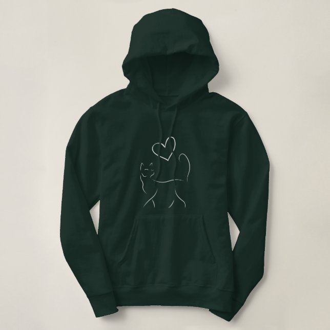 Die Katze und das Herz Hoodie (Design vorne)