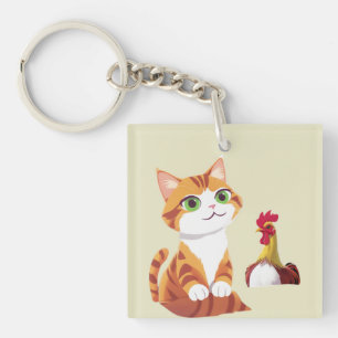 Die Katze und das Huhn Schlüsselanhänger