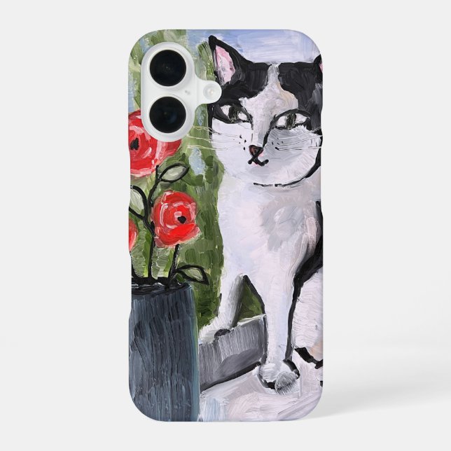 Die Katze und der Mohn iPhone 16 Hülle (Rückseite)