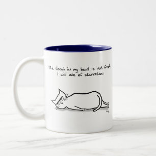 Die Katze verlangt frisches Essen - Funny Cat Gesc Zweifarbige Tasse